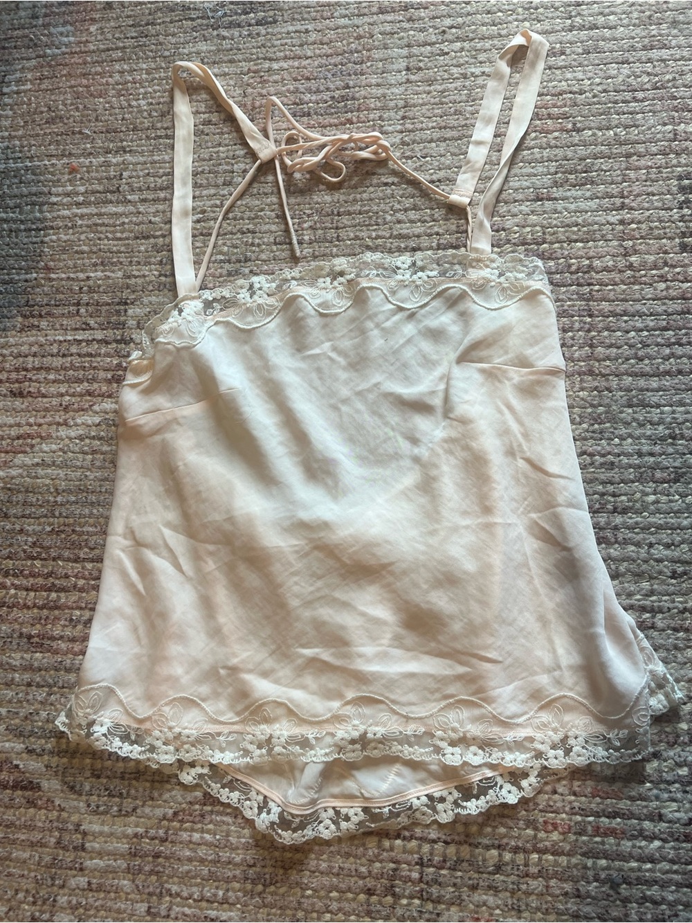 Intimately Free People Satin Lace Trim Open Back Camisole Top size XL